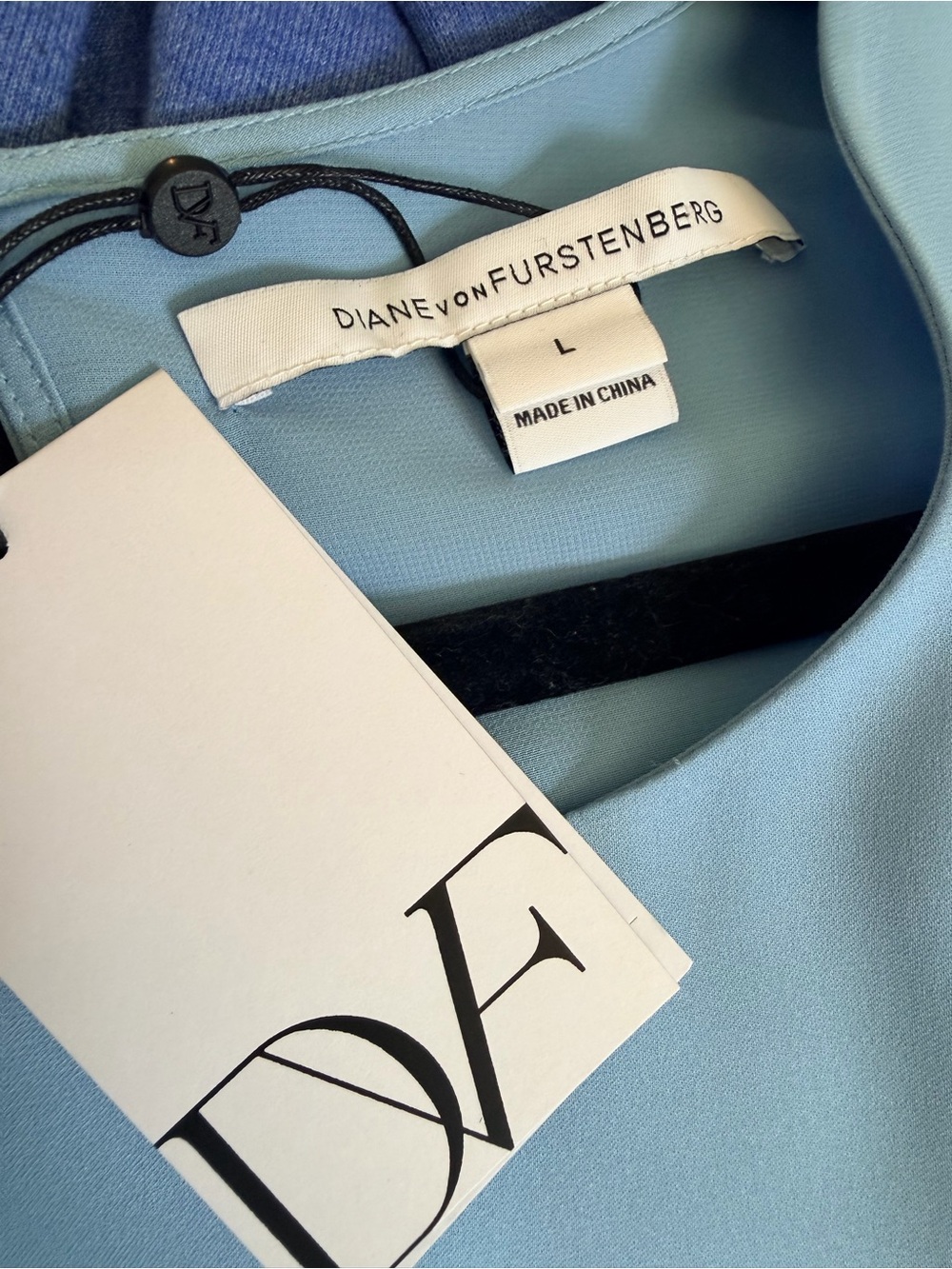 NWT Diane von Furstenberg Silk Light Blue Layered Sleeveless Dress Size L - Picture 8 of 10